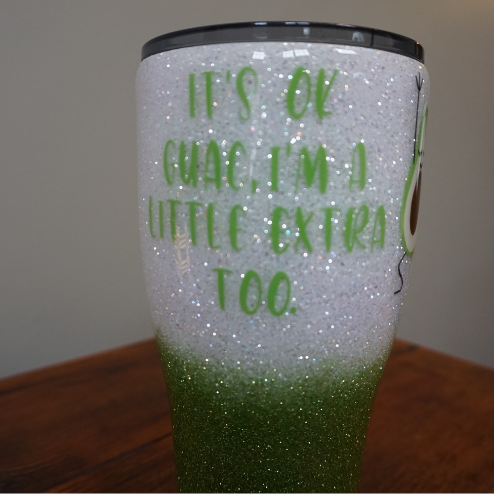 Handmade glitter tumbler.